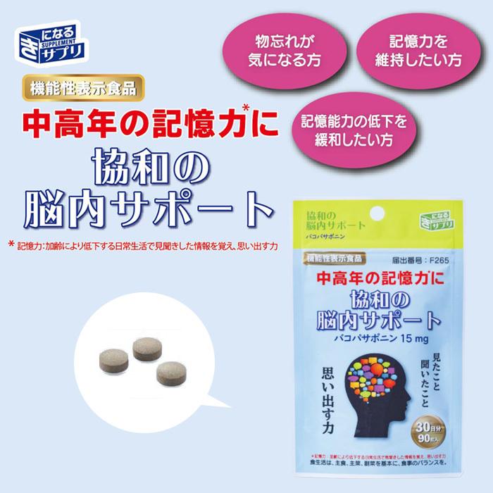 協和薬品 協和の脳内サポート 90粒 300mg 90粒 サプリメント 記憶力 バコパサポニン バコパエキス 植物エキス ディライトアップ 高麗人参 きになるサプリ Nounai Support K トレンド 通販 Yahoo ショッピング