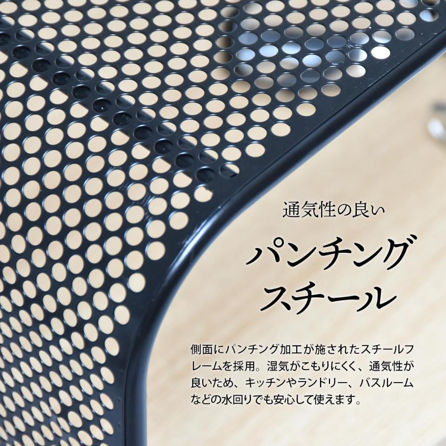 アーチパンチングメタルラック 3段 【送料無料 SALE】 ONRC0341 black ブラック スチール キャスター付き 家具 収納 棚 高さ64.5cmの画像