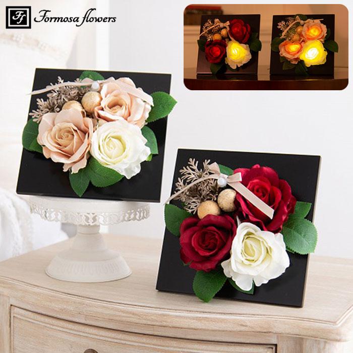 人感センサー付き LEDライト ローズフレーム / 花 造花 バラ 薔薇 ローズ フラワーアレンジメント 光る LED ライト センサー