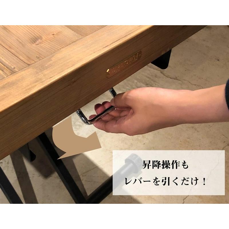 リフティングテーブル プーリー Pulley UP205 110cm 【送料無料 SALE】 昇降テーブル パイン古材 レトロ ビンテージ 幅110cm お洒落 オシャレ 家具 tohma 東馬_4