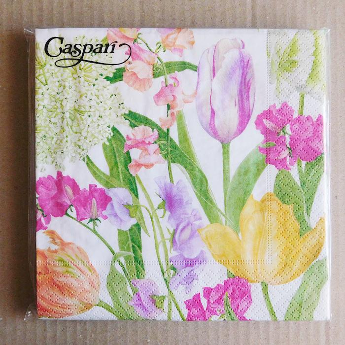 チューリップ／紙ジャケ10枚セット Caspari Spring Flower Show10枚入り ペーパーナプキン 紙ナプキン