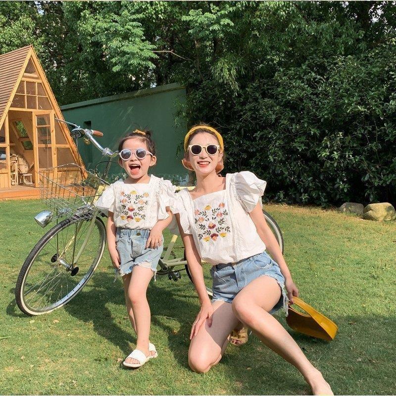 ママ 娘さん 親子お揃い ママとお揃い 娘とペアルック 親子ペア フローラル スクエア襟 半袖 親子服 キッズ プレゼント 女の子 レディース 子供服 夏 Awvcecjult Colegiocardenalsancha Edu Co