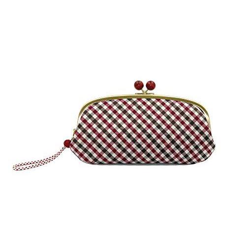 Atelier Kyoto Nishijin 西陣織シルク がま口長財布 京組紐ストラップ付 ギンガムチェック 日本製 手触り最高の西陣織シルクジャカードのギンガムチェック K T Store2号店 A B09c558f Nishijin 西陣織シルク がま口長財布 京組紐ストラップ付 ギンガムチェック