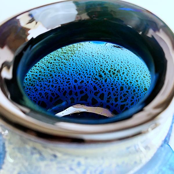 花器 花瓶 沖縄 琉球ガラス フラワーベース 稲嶺盛一郎 オーロラ土紋