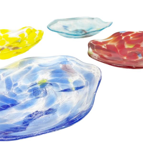 お皿 ガラス 食卓 和食盛り皿 琉球ガラス 波の花 小皿｜kubagasaya