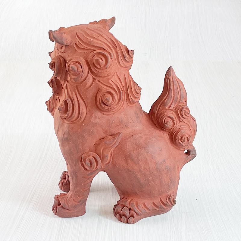 沖縄 お土産 シーサー 置物 ミニ 玄関 ペア 素焼き 手びねり 座 特大