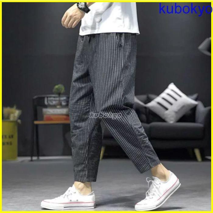 レビュー高評価のおせち贈り物 M 7l イージーパンツ シェフパンツ 綿麻混 リネン パンツ メンズ ストライプ ワイドパンツ ゆったり アンクル ロング テーパード ルーズ ルームウェア Whitesforracialequity Org