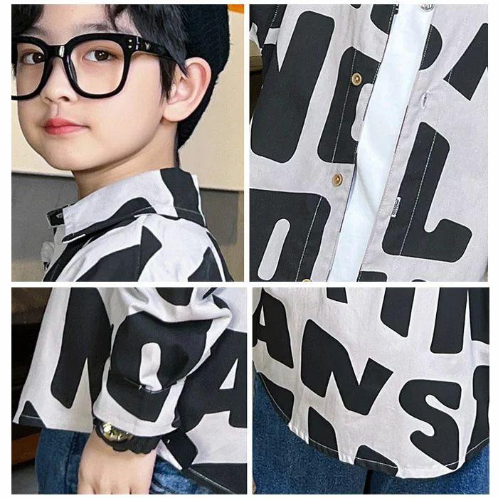 韓国子供服 キッズ シャツ かっこいい 春秋 新作 男の子 シャツ 160 英文柄 ファッション アウター ボーイズ シャツ かっこいい 全2色 男の子 ダンス衣装 シャツ New限定品