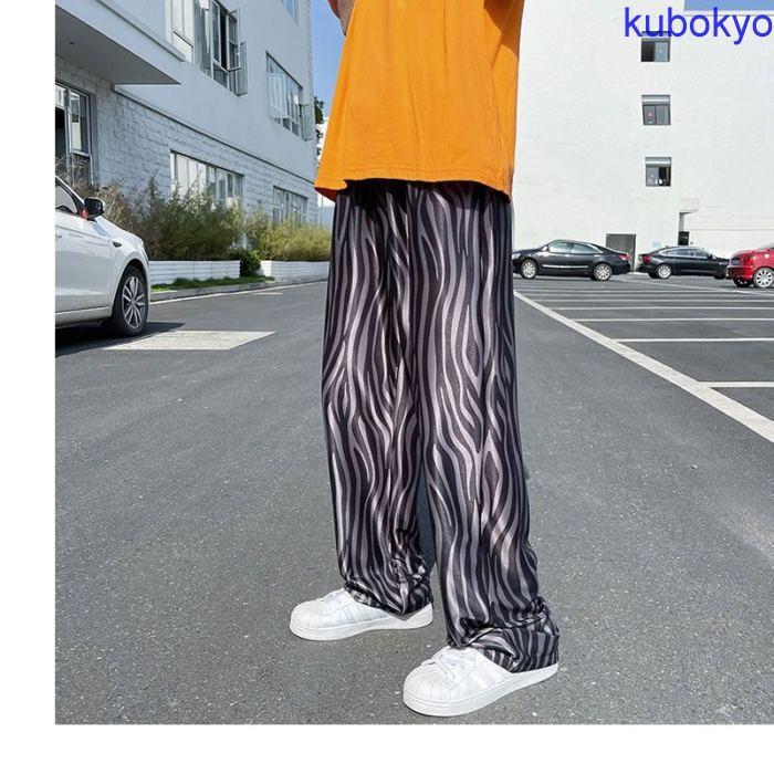 ワイドパンツ メンズ リラックスパンツ ゼブラ柄 ガラガラ 柄々 アニマル柄 薄手 ブラウン 茶色 ストライプ 涼しい ボトムス 個性 夏 秋 春 モード メンズ Pf2e 久保井 恭 通販 Yahoo ショッピング