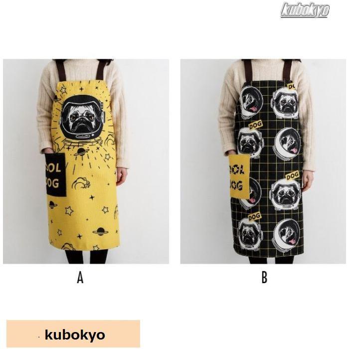 エプロン おしゃれ ワンピース 大きいサイズ メンズ オシャレ柄 イラスト 動物 アニマル 犬 ブルドッグ 宇宙 コスモ ポケット付き 男女兼用 繊細 Pfddf 久保井 恭 通販 Yahoo ショッピング