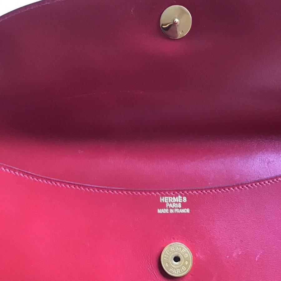 現金特価 Hermes エルメス バッグ クラッチバッグ ポシェット ポーチ リオ W 刻印 レッド ボックスカーフ 最も優遇 Io Eklas Id