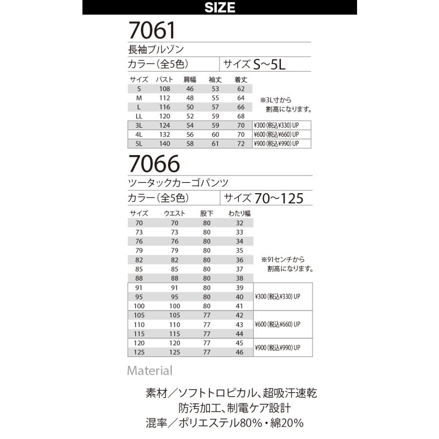バートル 7061 7066 上下セット 春・夏 長袖ブルゾン カーゴパンツ 制電 防汚 吸汗速乾｜作業着・作業服の通販ワークキング【公式】 バートル 7061 7066 春夏 長袖ブルゾン ツータックカーゴパンツ 上下セット 薄地 軽量 制電ケア 形態安定 吸汗速乾 防汚 ワーク 現場 定番 作業着 作業服 BURTLE
