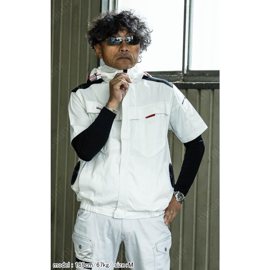 快適ウェア 空調作業服 サイドファン半袖フードジャケット/28V