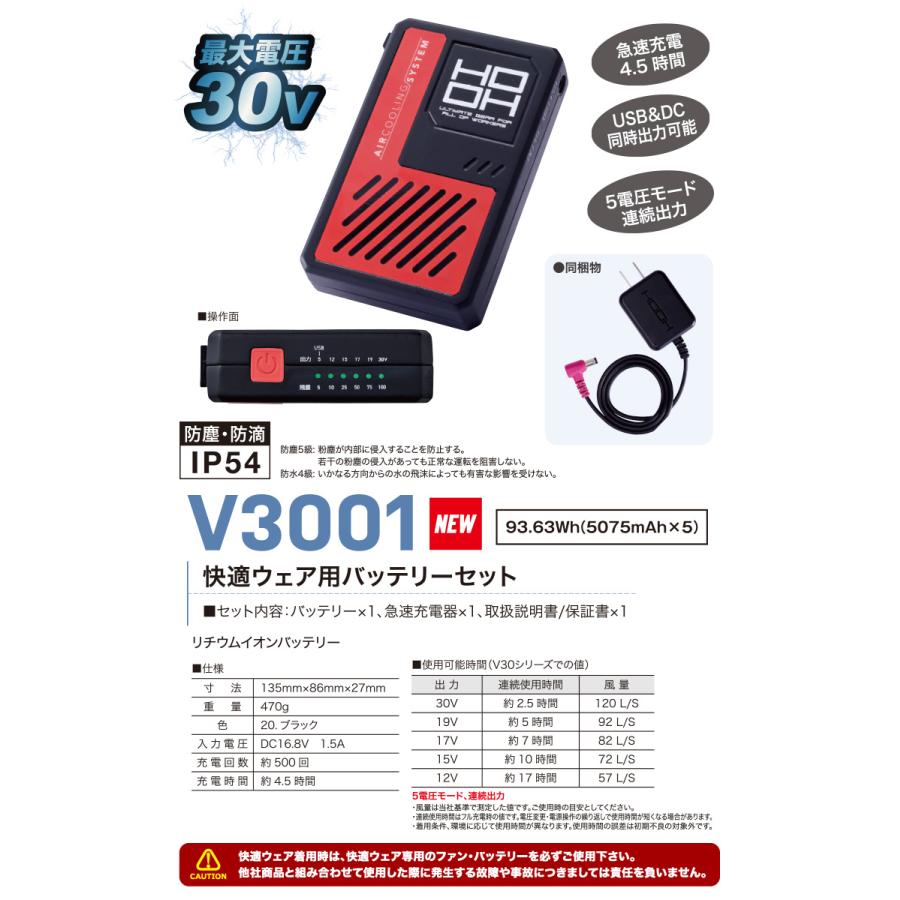 HOOH（鳳皇） 2026年新商品 村上被服 快適ウェア V3001 バッテリー