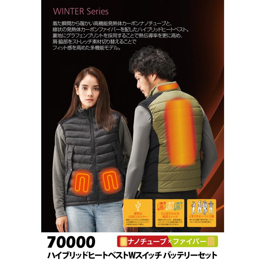 アタックベース ハイブリッドヒートベスト Wスイッチ バッテリーセット