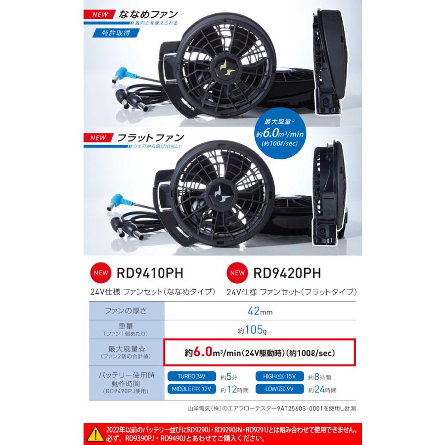 空調風神服 ベスト KF92450 日本製24Vバッテリーファンセット RD9490PJ