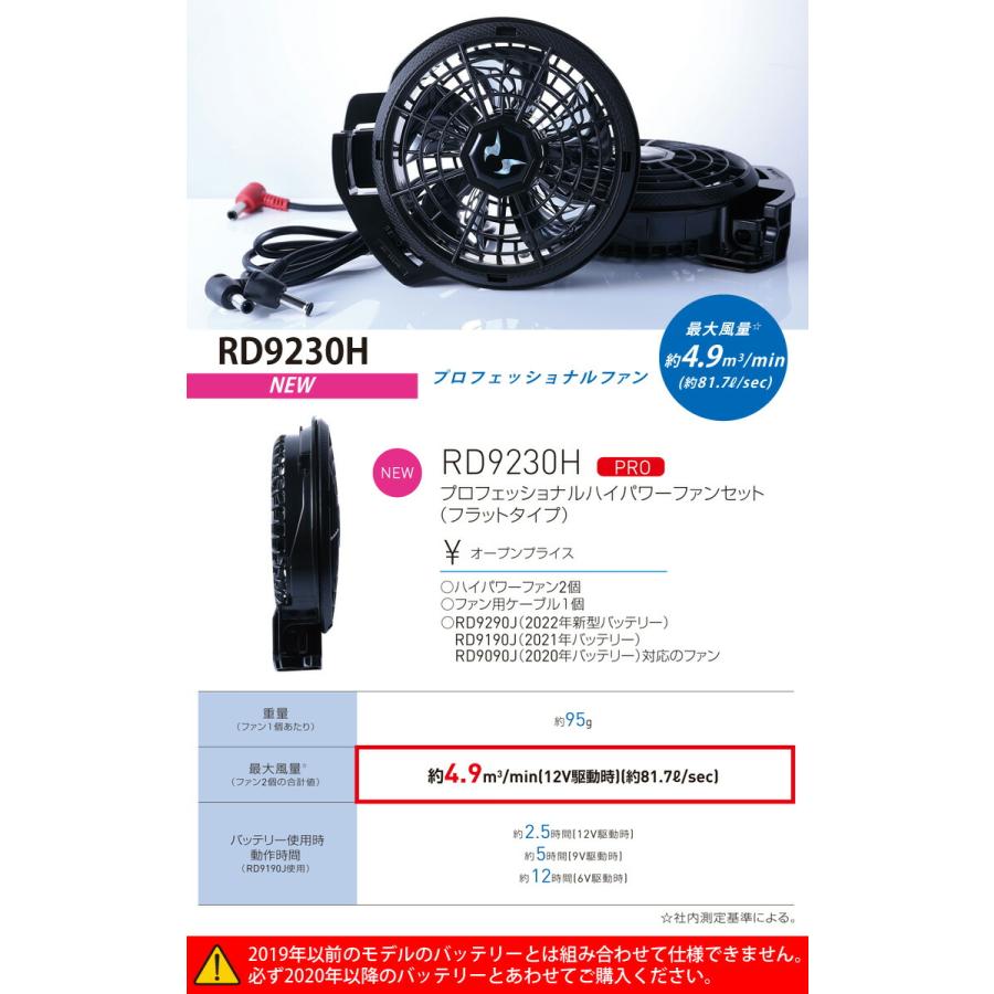 空調風神服 電動ファン用ウェア プロ用大風量フラットハイパワーファン