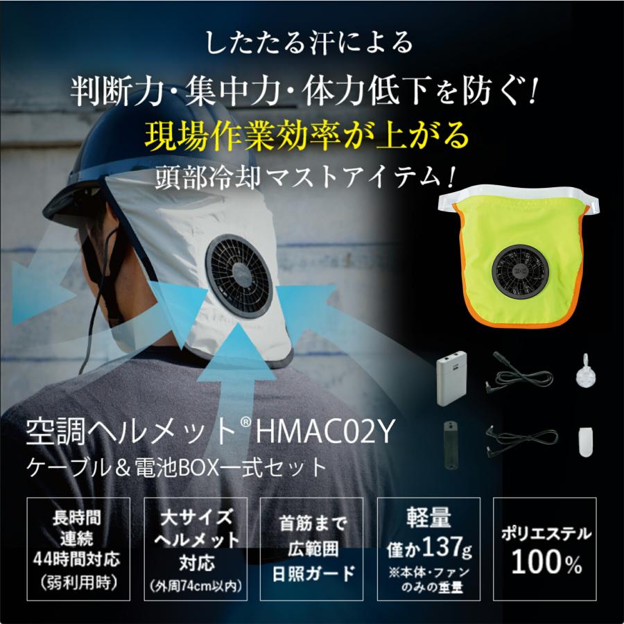 空調ヘルメット 02 HMAC02 4個セット 未使用品 空調服 【公式ショップ】空調ヘルメット(R) (イエロー) 電池BOXセット