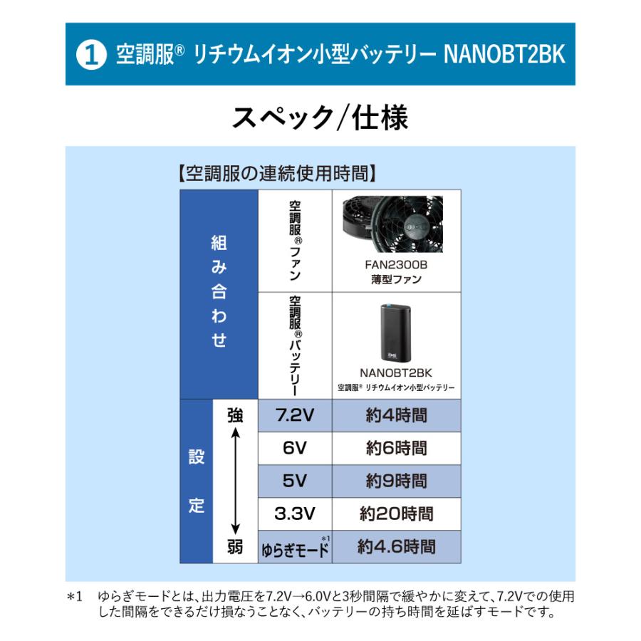 空調服(R)　バッテリーセット LINANO2BK｜kuchofukushop｜05