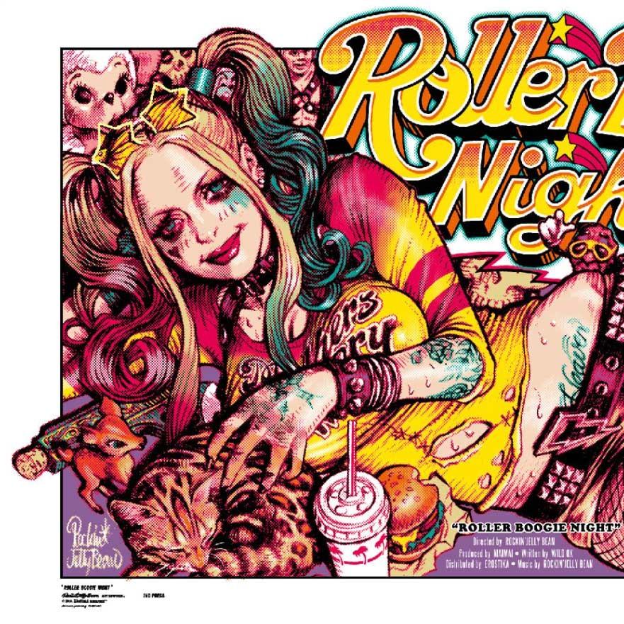 ROLLER BOOGIE NIGHT 2nd」ロッキンジェリービーン 限定シルクスクリーンポスター 2nd Edition｜kucyubooks