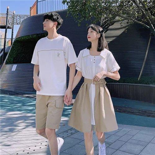 カップル ペア Tシャツ ブランド ペアルック カップル 春夏 服 メンズ 2点 Tシャツ 半袖 パンツ レディース ワンピース おしゃれ ペアルック Tシャツ 可愛い カ Padee クエンストア 通販 Yahoo ショッピング