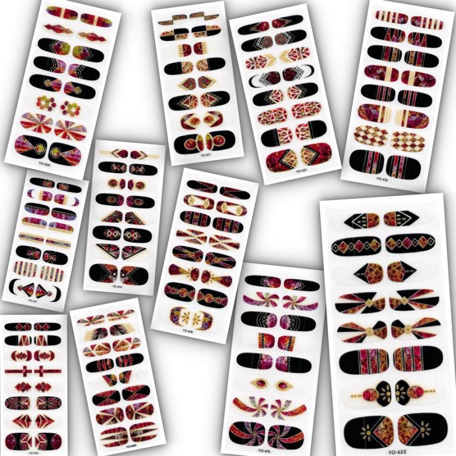 ネイルシール 貼るだけ 和柄 シンプル ダーク系色のシックなデザイン Yo Nail Yo Kufa 通販 Yahoo ショッピング