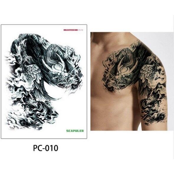 タトゥーシール 肩 腕 龍 ドラゴン リアル 刺青 入墨 大判 010 : Kufa