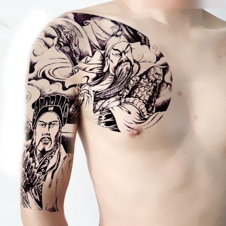 タトゥーシール 和柄 腕 軍師 闘士 肩 半面 刺青 入墨 リアル 防水