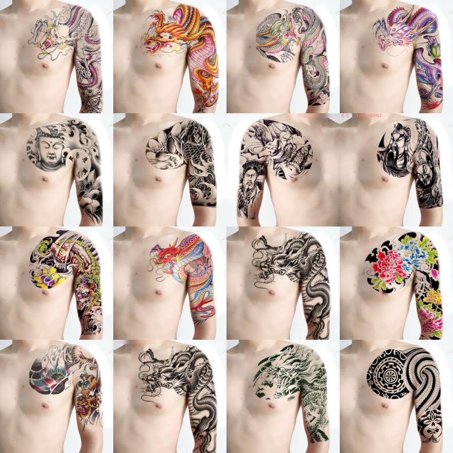 タトゥーシール 和柄 龍 花 半面 刺青 入墨 リアル 防水 TATTOO 大判 12|kufa|03