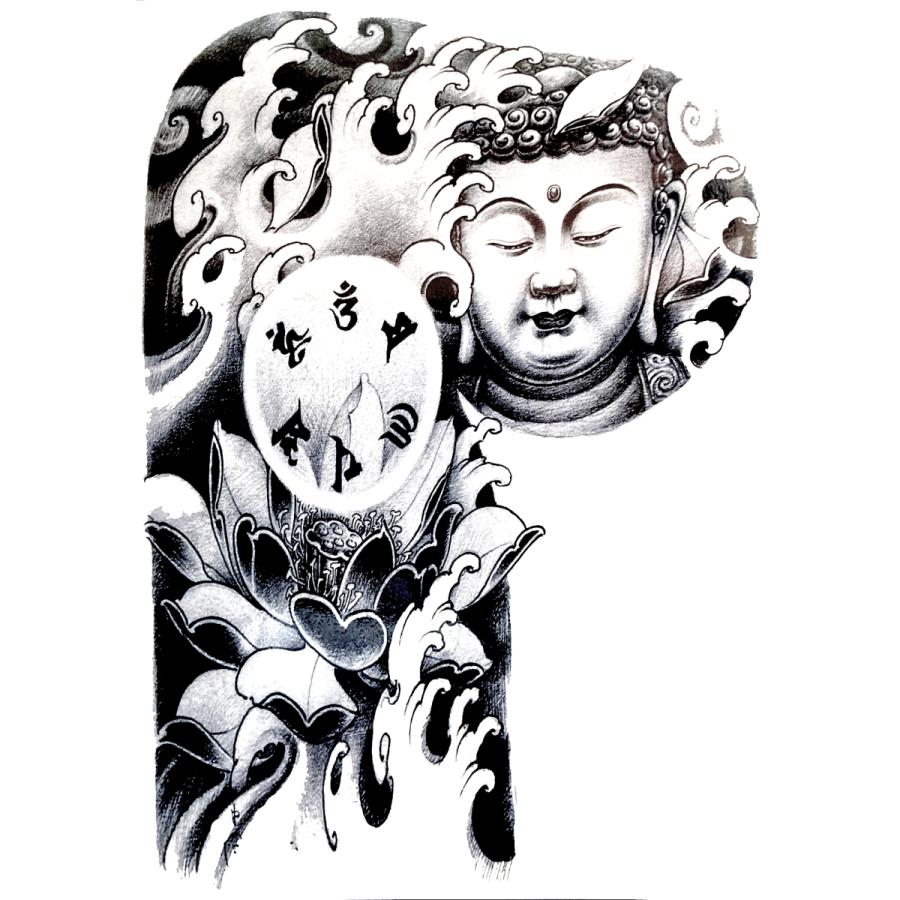 タトゥーシール 大判 龍 鯉 仏 花 武士 トライバル 和柄 肩半面 腕 リアル 刺青 入墨 Tatoo Hs Kufa 通販 Yahoo ショッピング