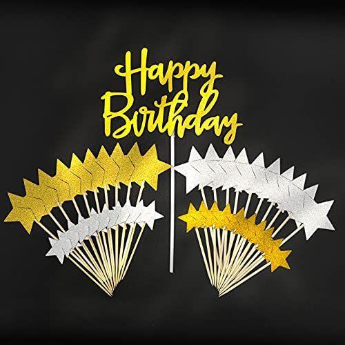 Adomi パーティー飾りセット 誕生日 ケーキトッパー Happy カップケーキトッパー パーティーケーキ Birthday 【メーカー公式ショップ】 花挿入カード マーケティング