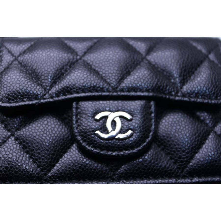 シャネル CHANELコンパクト 三つ折り財布 キャビアスキン ブラック 黒 シャネル CHANEL 3つ折り財布 キャビアスキン MINI WALLET