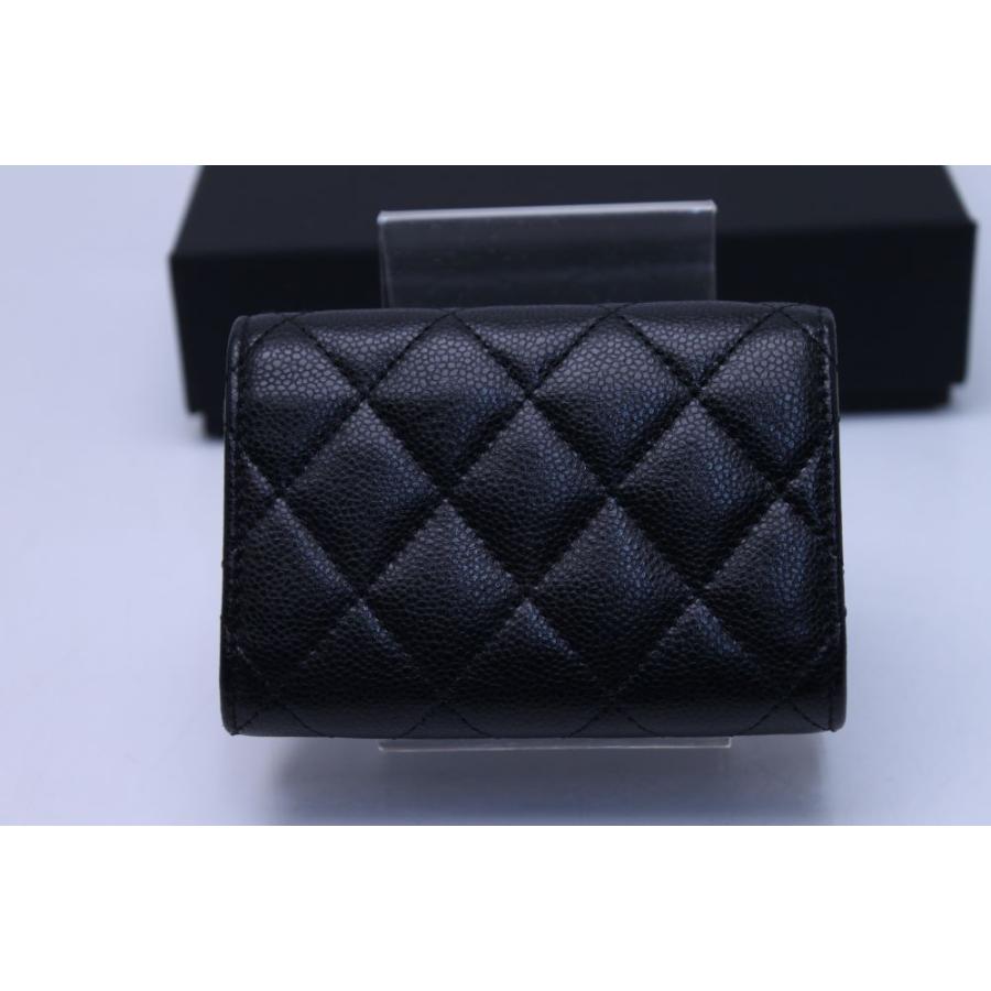 シャネル CHANELコンパクト 三つ折り財布 キャビアスキン ブラック 黒 シャネル CHANEL 3つ折り財布 キャビアスキン MINI WALLET