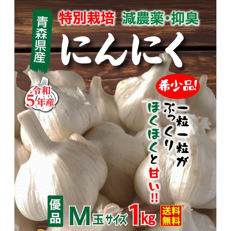 青森 特別栽培にんにく5kg Mサイズ 減農薬 国産 抑臭ニンニク 送料無料 