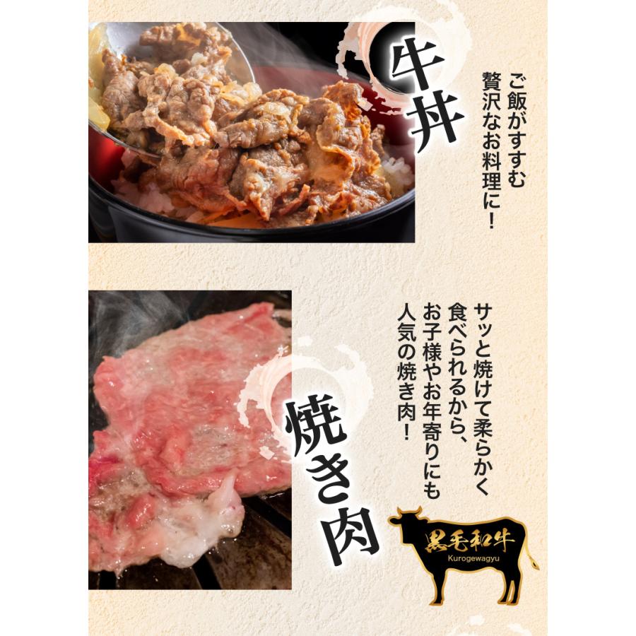 ギフト 肉 和牛 宮崎県産 黒毛和牛 厳選切り落としスライス（バラ・もも） 200g×3袋 さらに200g増量 合計800gお届け A5 すき焼き しゃぶしゃぶ クール｜kuishinboucom｜09