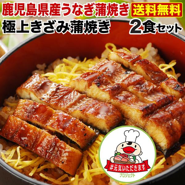 うなぎ 蒲焼き 国内産 送料無料 きざみ 2食(山葵×2　きざみ海苔×2) 鹿児島産 海鮮 クール #元気いただきますプロジェクト（水産物）｜kuishinboucom