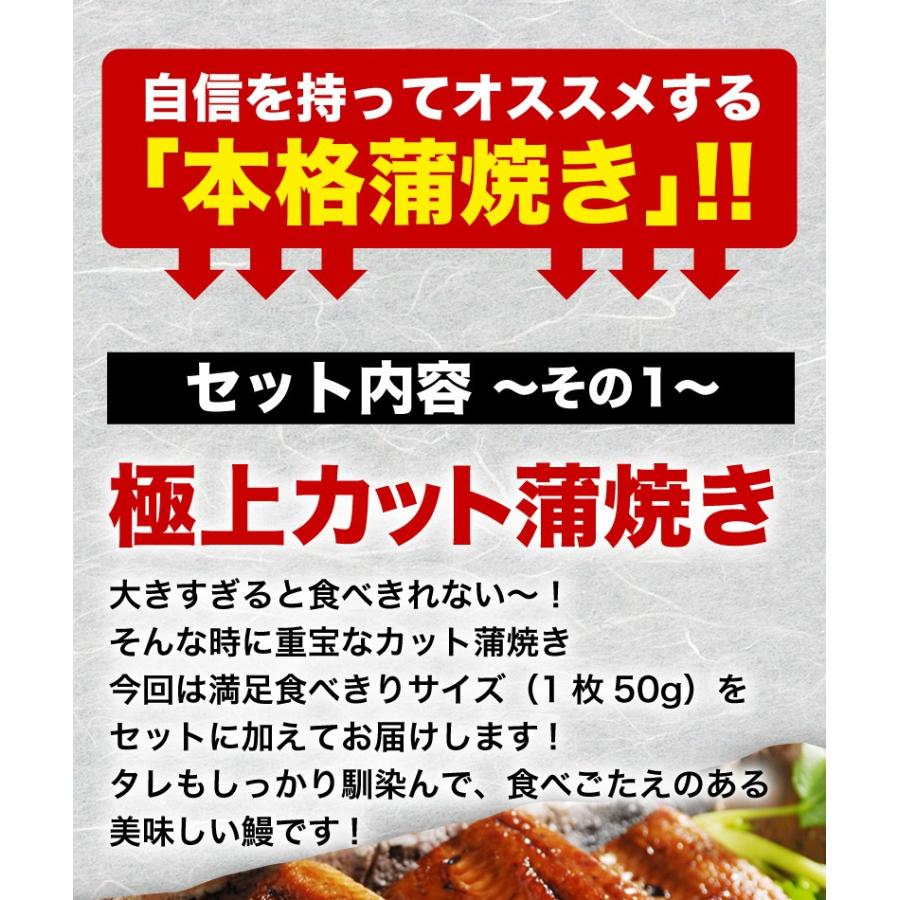 うなぎ 国産 送料無料 1kg 鹿児島県産鰻 極上蒲焼き メガ盛りAセット カット蒲焼10食 きざみ蒲焼10食 合計20食 クール｜kuishinboucom｜03