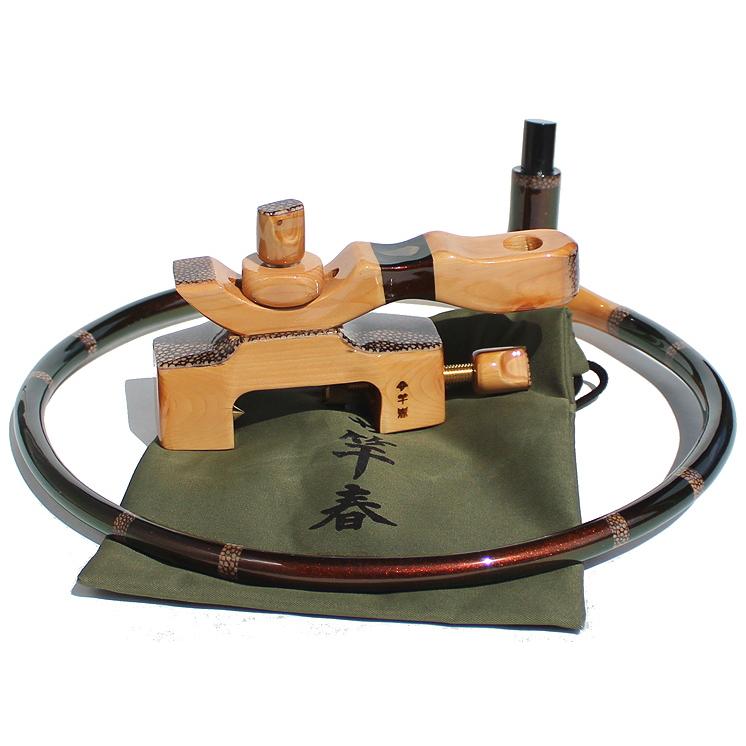 竿春工房” Sフルバージョン マジョーラレッド羽根サメ皮タモ置き台 弓