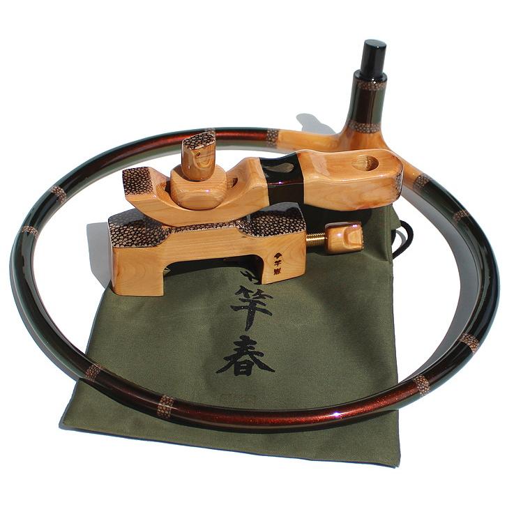 竿春工房” Sフルバージョン マジョーラレッド羽根サメ皮タモ置き台 弓