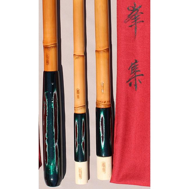 四方竹　一本半竿掛け、玉の柄 峯集」9節1．5本竿掛け 玉の柄1本 口巻グリーン研出 : 鯨ヶ池FC