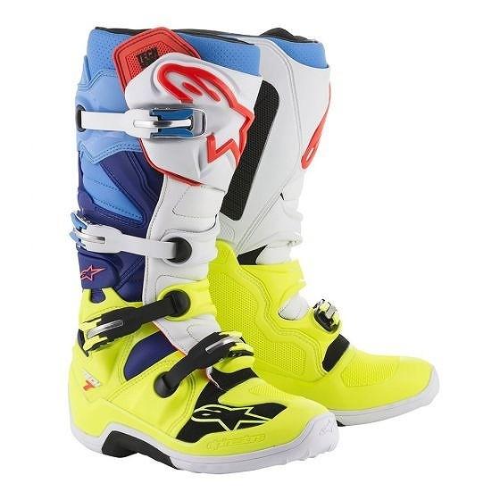☆【Alpinestars】Tech 7 Motocross Boot Fluro Yellow / White / Blue / Cyan