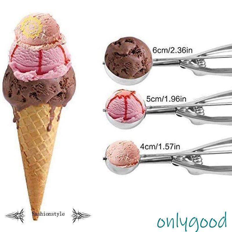 アイスクリームスクープ 3個セット アイスクリームディッシャー ステンレススチールスクープ アイスクリームマッシュポテトフードスプーンキッチンボール｜kuku-store｜03