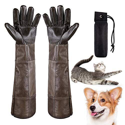 犬猫ペット用抗咬傷牛革手袋 バイトスティック 訓練用具 安全厚手 腕カバー