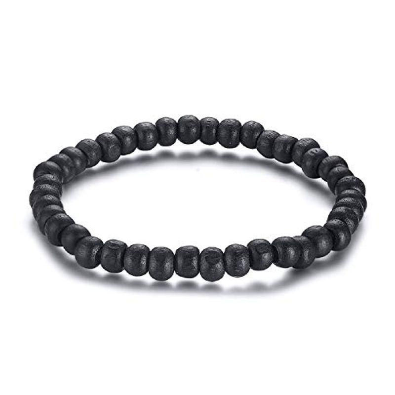 Deelfel メンズ ブレスレット 数珠 ブラック 黒 幅 6 5 木質 ビーズブレスレット おしゃれ 仕事運 金運