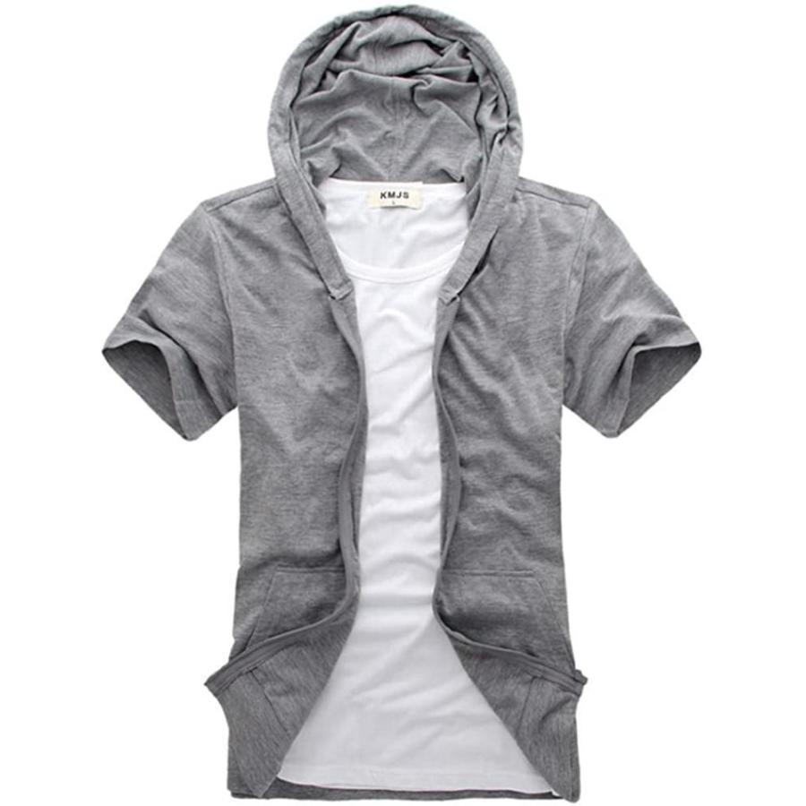 フローライズ サマー パーカー メンズ 半袖 薄手 スポーツ アウトドア 部屋着 シルエット 無地 ビッグ 大きい ファッション 服 オーバー カジュアルサイクルパンツ