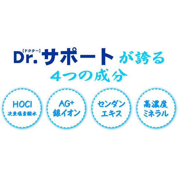 ノンアルコールの除菌液。空間除菌やアルコールで除去できない強い菌やウイルスに。高濃度安定型の次亜塩素酸水「ドクターサポートスプレー」 |  | 01