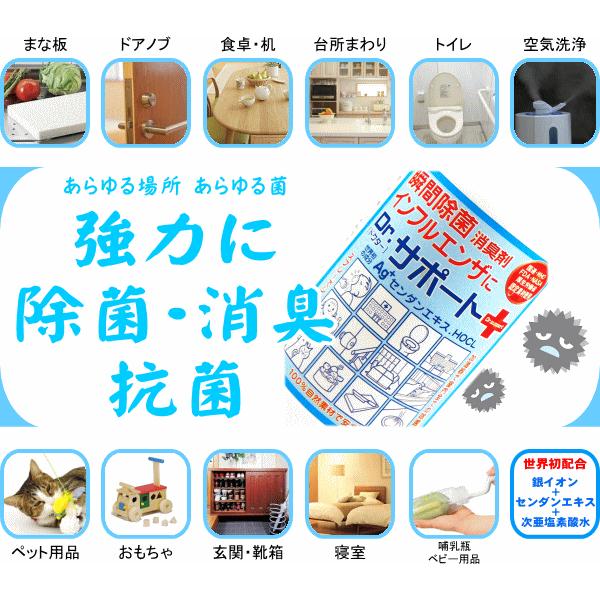 ノンアルコールの除菌液。空間除菌やアルコールで除去できない強い菌やウイルスに。高濃度安定型の次亜塩素酸水「ドクターサポートスプレー」 |  | 02