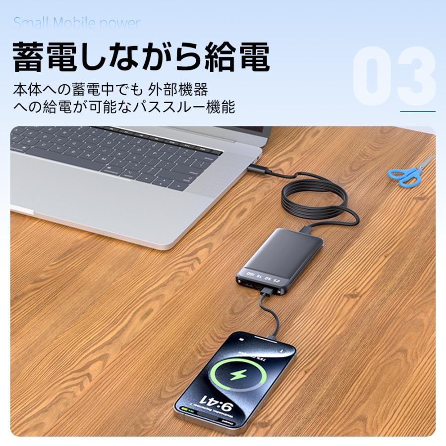 モバイルバッテリー 15000mAh 大容量 軽量 薄型 小型 ライト付き 2台