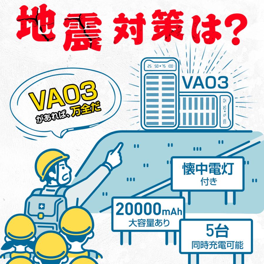 防災備品】 モバイルバッテリー 超大容量 20000mAh ソーラーバッテリー