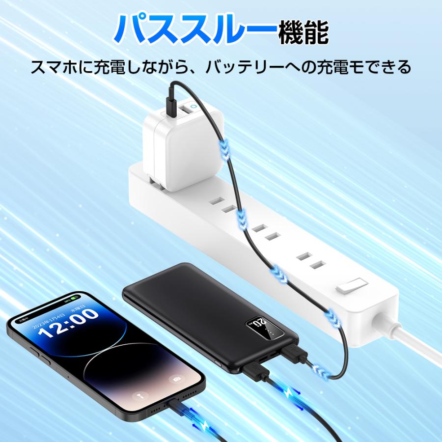 モバイルバッテリー 20000mah 小型 大容量 軽量 薄型 3台同時